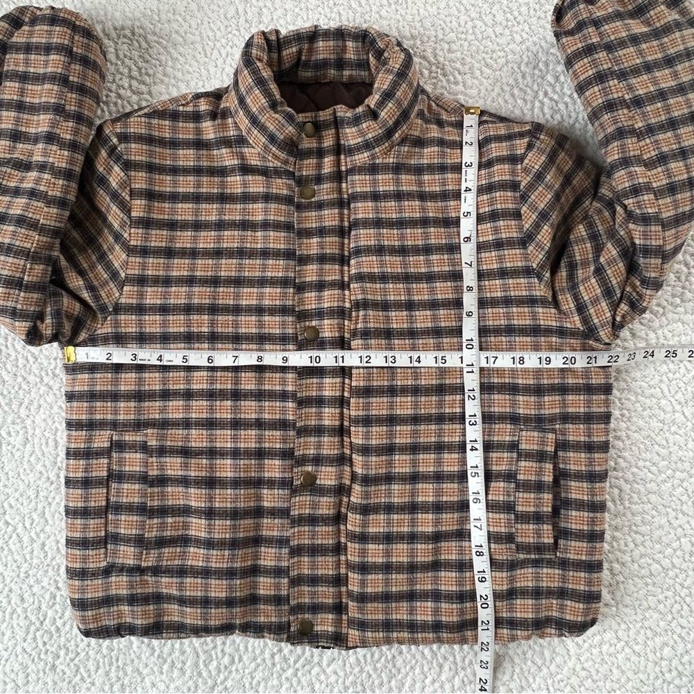 Shein Flannel Quilted Plaid Puffer Cropped  Women's Shacket Jacket Coat Size M - Picture 9 of 16
